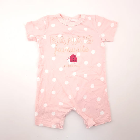 18-24M Girls Pink with White Dots Cuddle Bug Romper - Woolworths