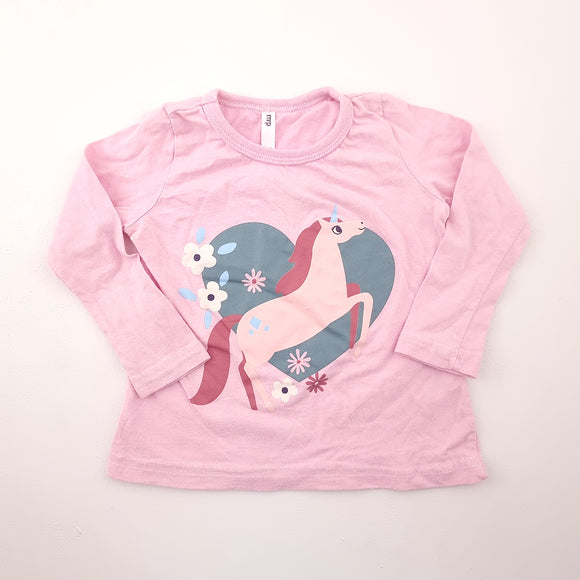 1-2Y Girls Pink with Unicorn Long Sleeve Top - Mr Price