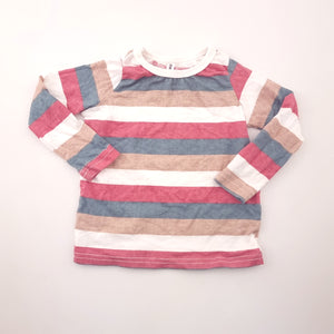 1-2Y Boys White Brown Red & Blue Striped Long Sleeve Top - Mr Price