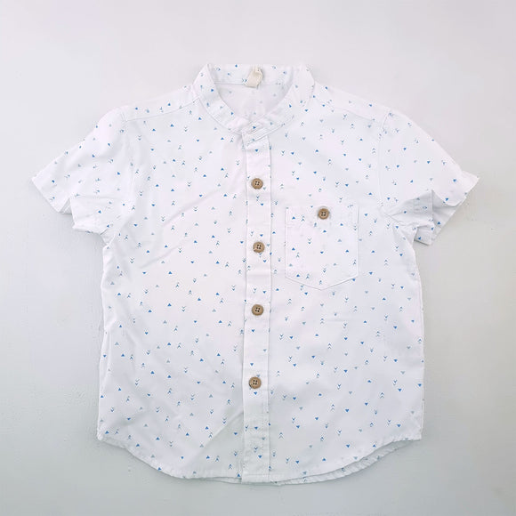 3-4Y Boys White With Blue Arrows Button Shirt - Instinct