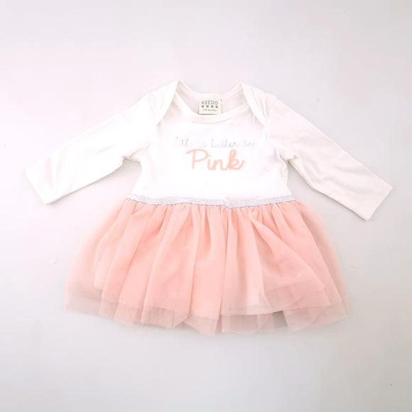 0-3M Girls White With Peach Tuto - Keedo